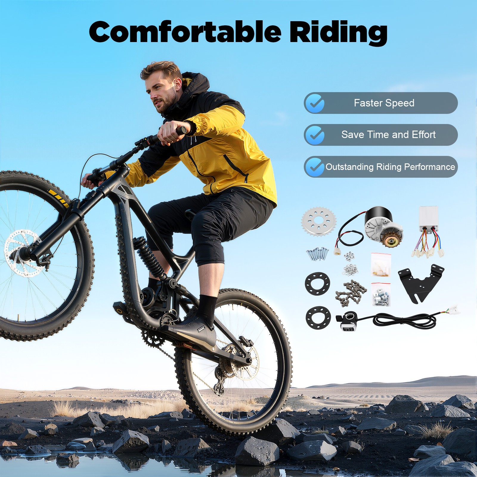 36V 350W E-Bike Motor Conversion Kit Electric Bike Freewheel Brushed Motor