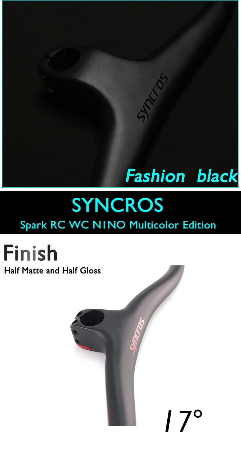 Carbon Fiber MTB Bicycle Integrated Handlebar with Stem -8/-17/-25 Degree 740mm