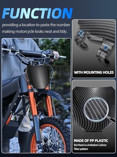 Front Number Plate for Ebike,8.78″*6.69″ 9.06″Lx 6.69″W Imitation Carbon Fiber
