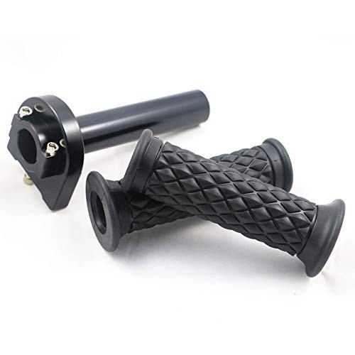 Yibid Motorcycle 7/8″ Handlebar Antiskid Rubber Hand Black + Throttle tube
