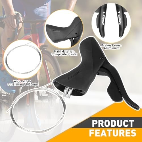 L-TWOO Road Bike Shift and Brake Levers 2×7 to 2×10 Speed Compatible Shimano