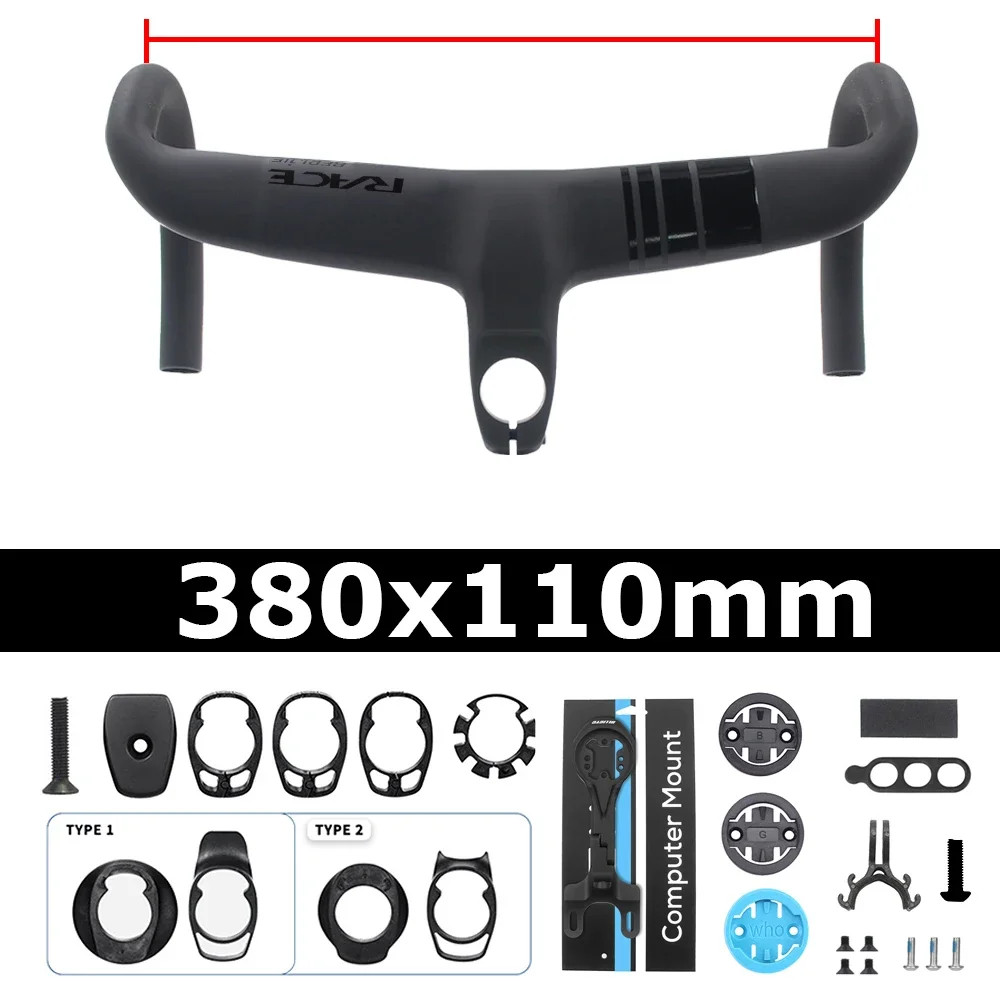 Full Carbon Internal Cable Integrated Road Bike Handlebar -10 Degree 360-420mm