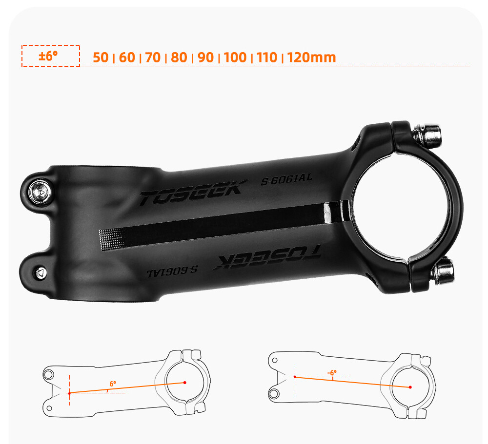 TOSEEK Bicycle Handlebar Stem 6°/17° Aluminum MTB Road Bike Stem 31.8*60-120mm