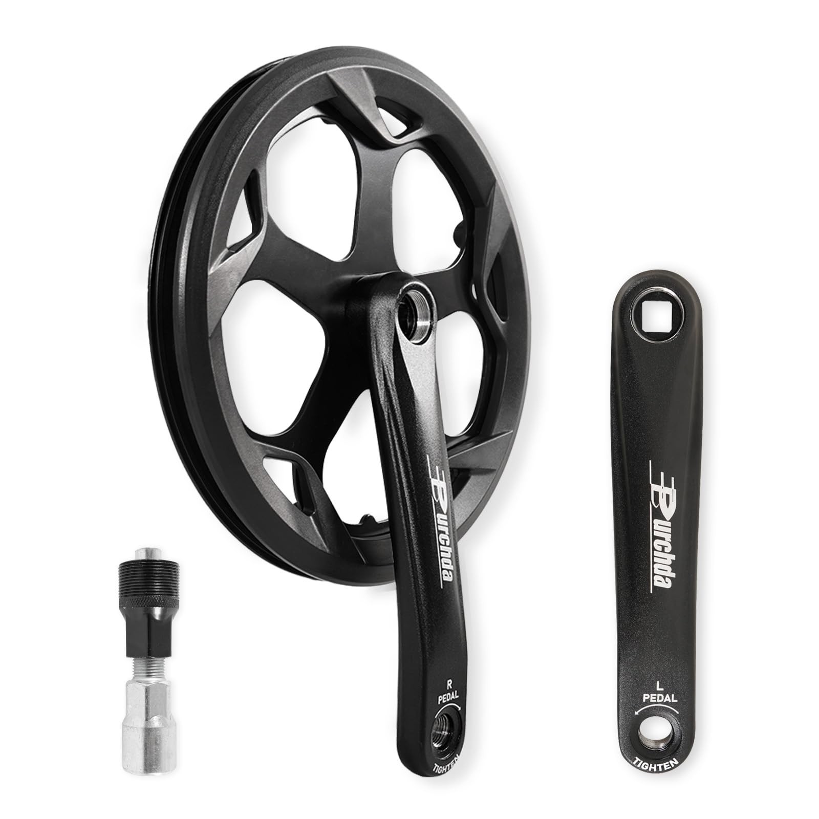 Bike Crankset for Ebike: 52T Universal Set Double 52T, Black