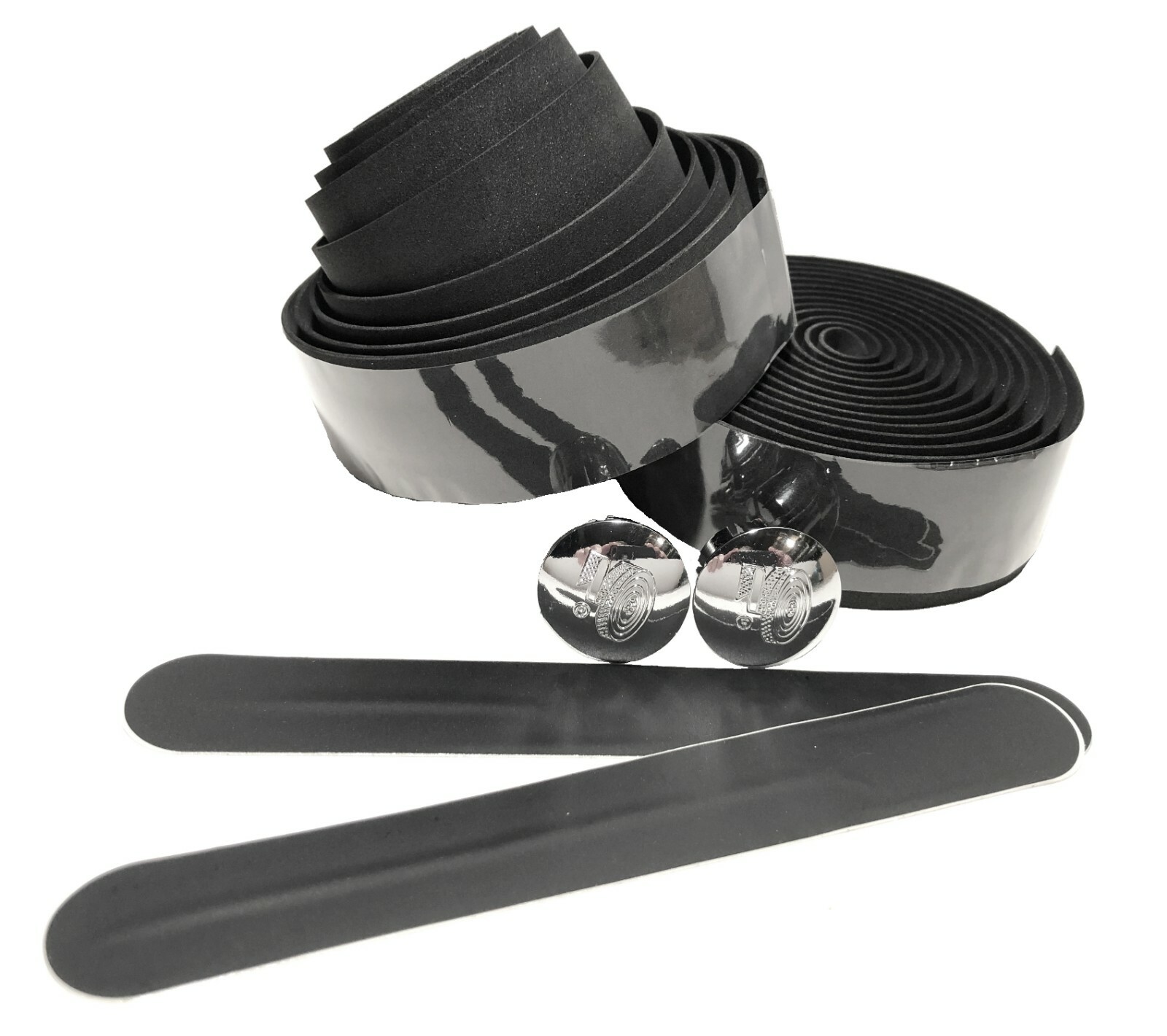 EVA Road Bike Black Handlebar Tape, Bicycle Handle Bar Cycling Wraps w/ End Caps