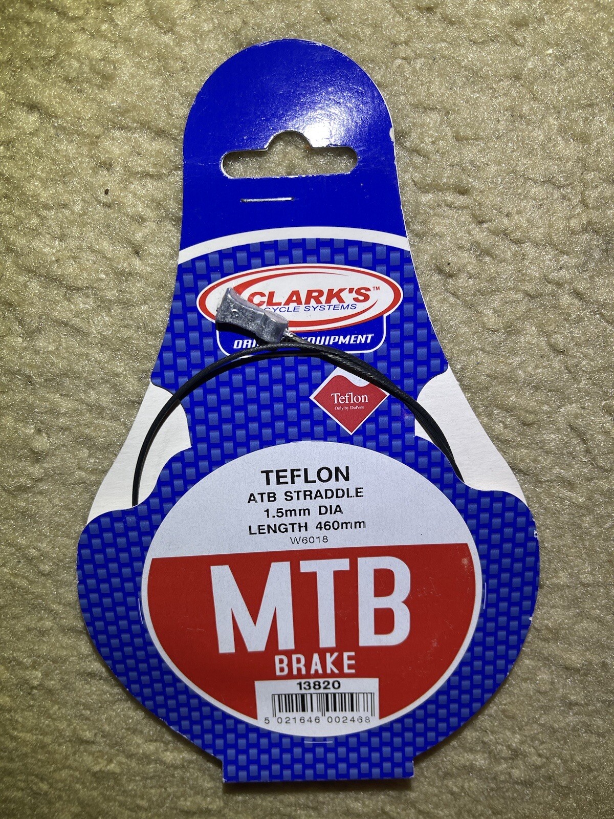 Clarke’s Teflon ATB Straddle Cable 1.5mm Diameter 460mm Length MTB Brake Cable