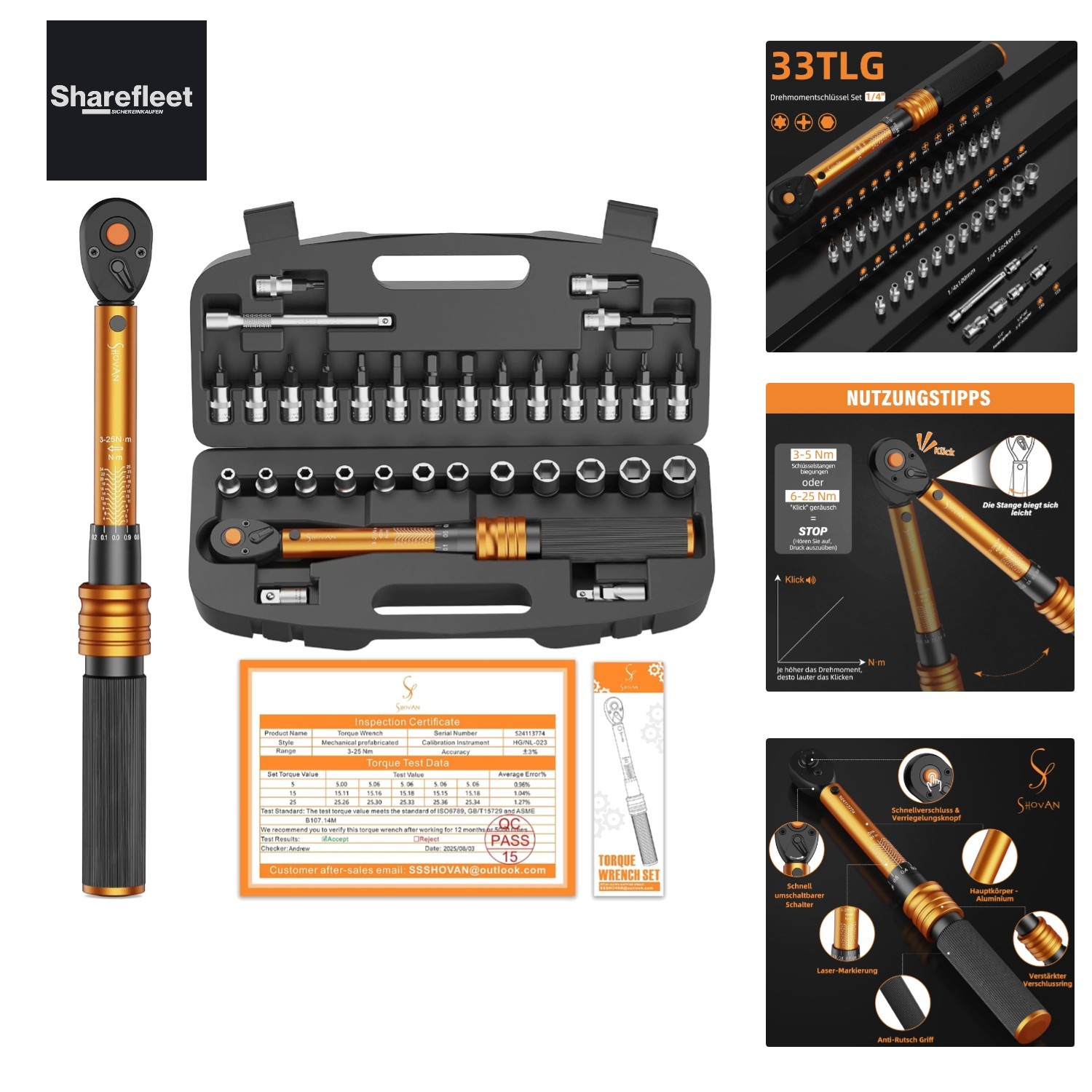 Torque Wrench Bicycle 1/4 Inch, 3-25 Nm, ±3% Error Accuracy, 72 Tooth…