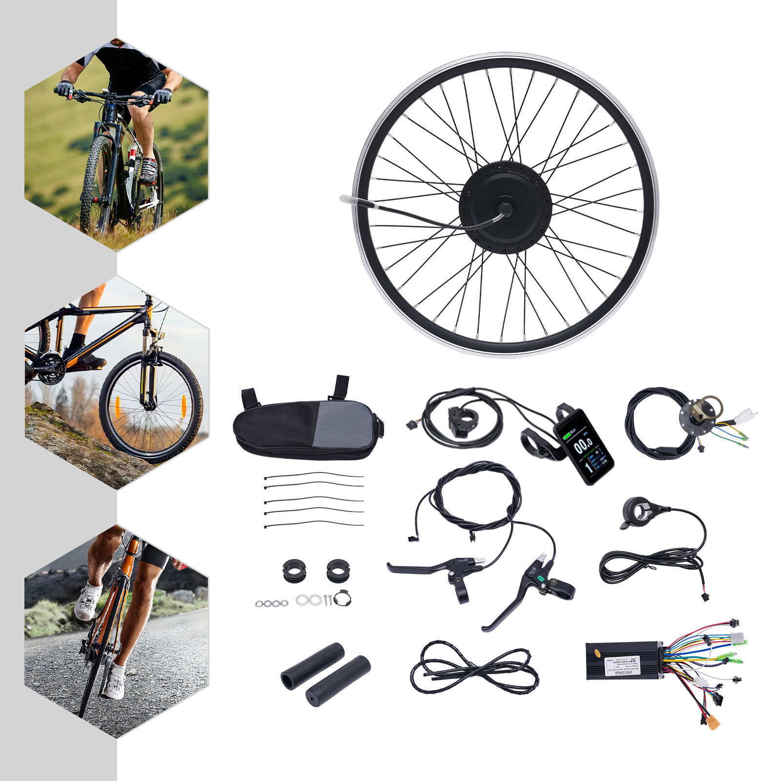 24 inch 36V 500W Electric Bicycle Wheel Motor Conversion Kit E-Bike Cycling LCD