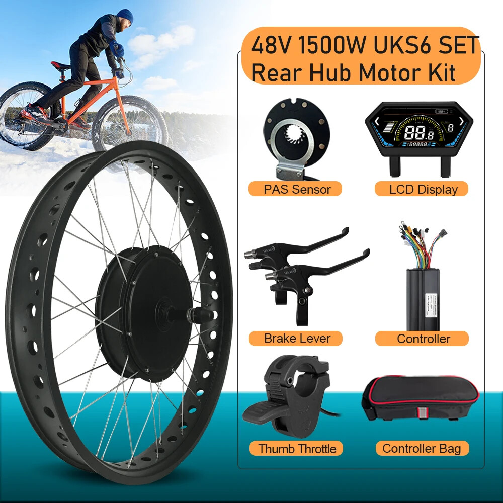 48V 1500W 20 24 26in Snow E-bike Fat Brushless Gearless Rear Rotate Hub Motor