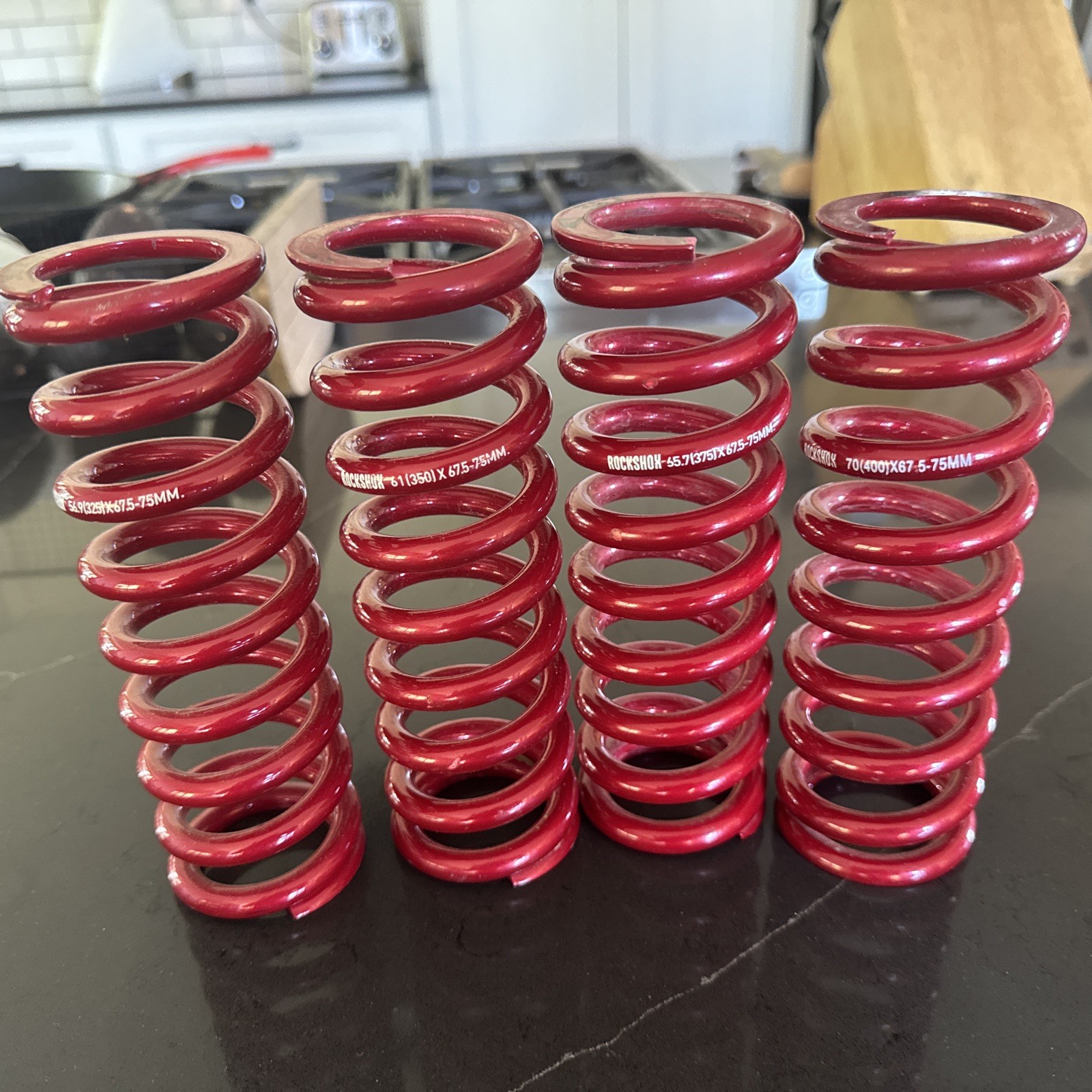 4 RockShox Metric Coil Springs 67.5-75mm Red 325/350/375/400 dyno’d to actual
