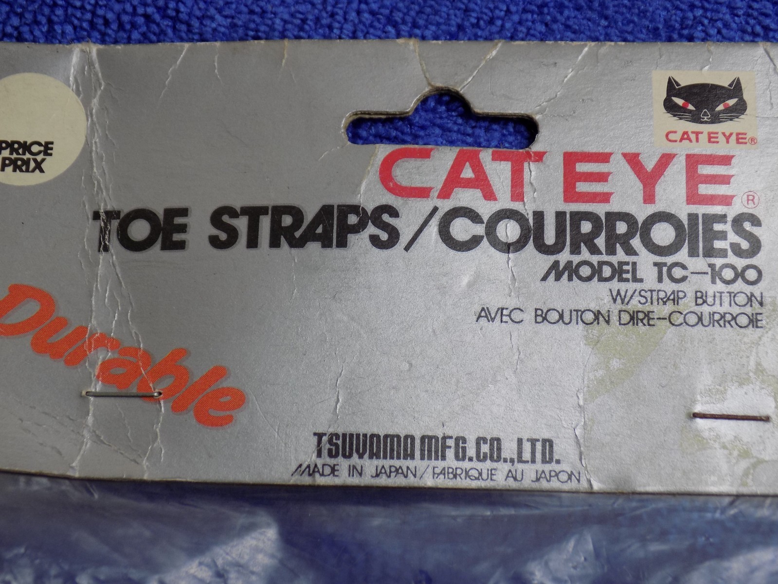 VINTAGE NEW IN PACKAGE CATEYE TSUYAMA TOE STRAPS W/BUTTONS TC-100 BLUE JAPAN