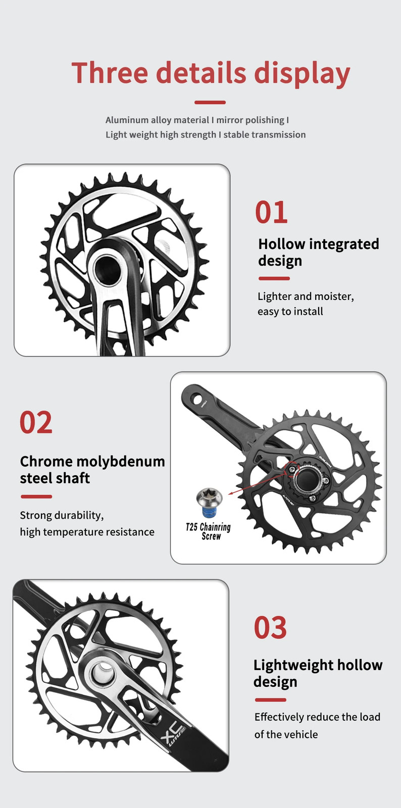 MTB Crankset 170/175mm Direct Mount Crank 0mm Offset 34T 36T 38T 40T Chainring