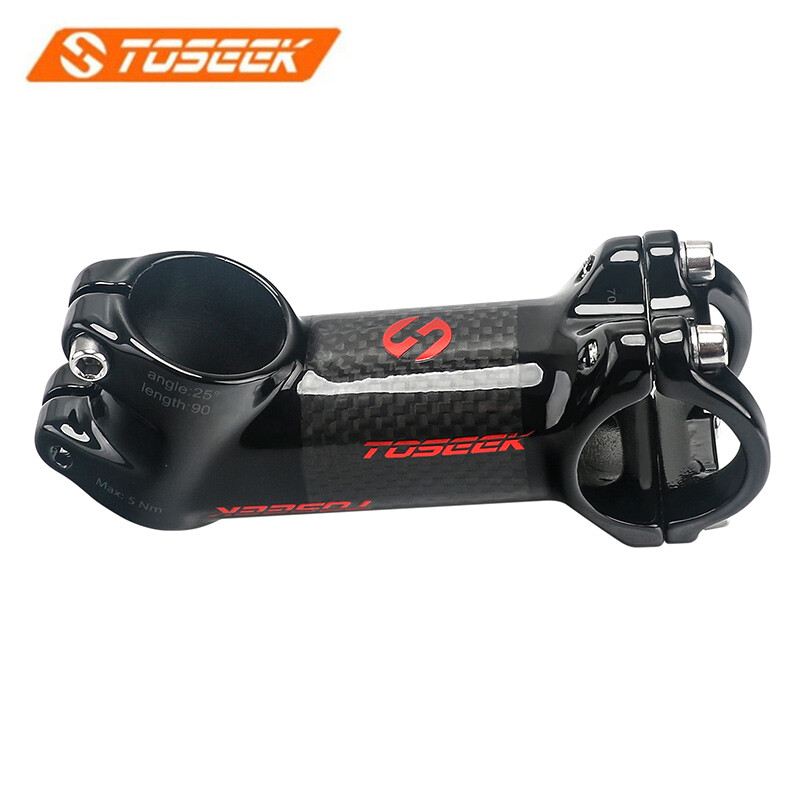 TOSEEK Bicycle Carbon Stem 10/17/25/35 Degree Road Cycling Handlebar Accessory