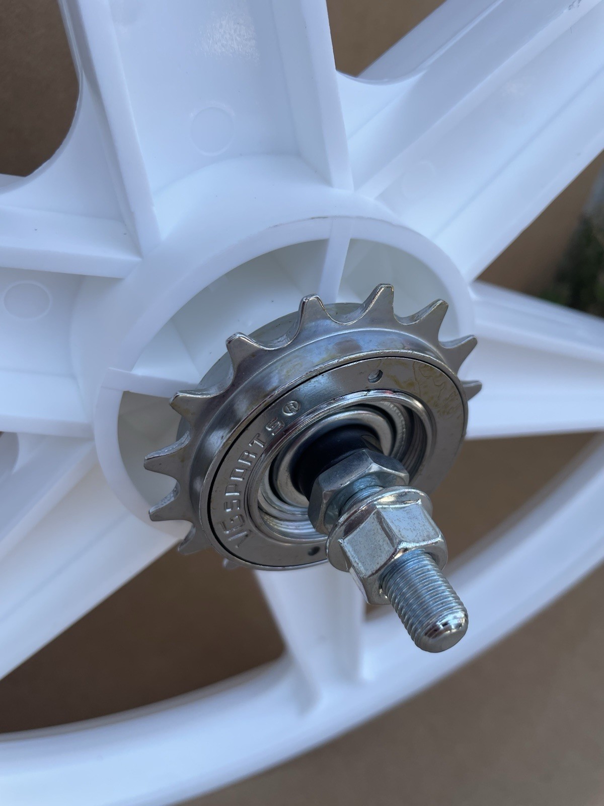 20″ Bicycle Plastic WHITE 6-spoke Mag Wheel Gum Wall Tires Set GT Dyno Rims BMX