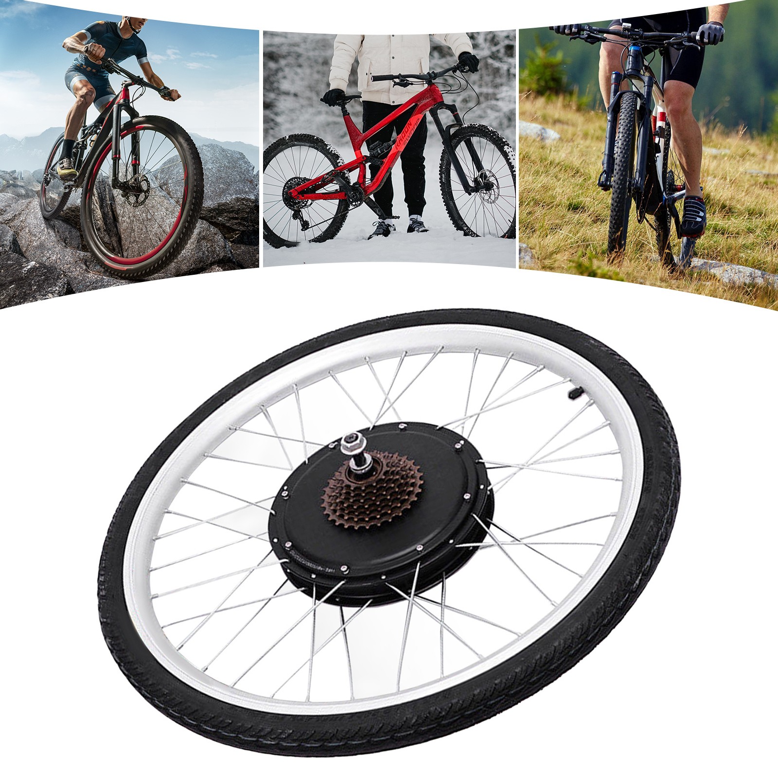 26″ 48V Electric Bicycle Rear Wheel Ebike Hub Motor Conversion Kit 1000W