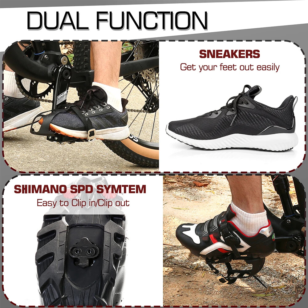 Clipless Self-locking MTB Pedal for Bike Mixed Pedals Dual Lock/Flat Pedals