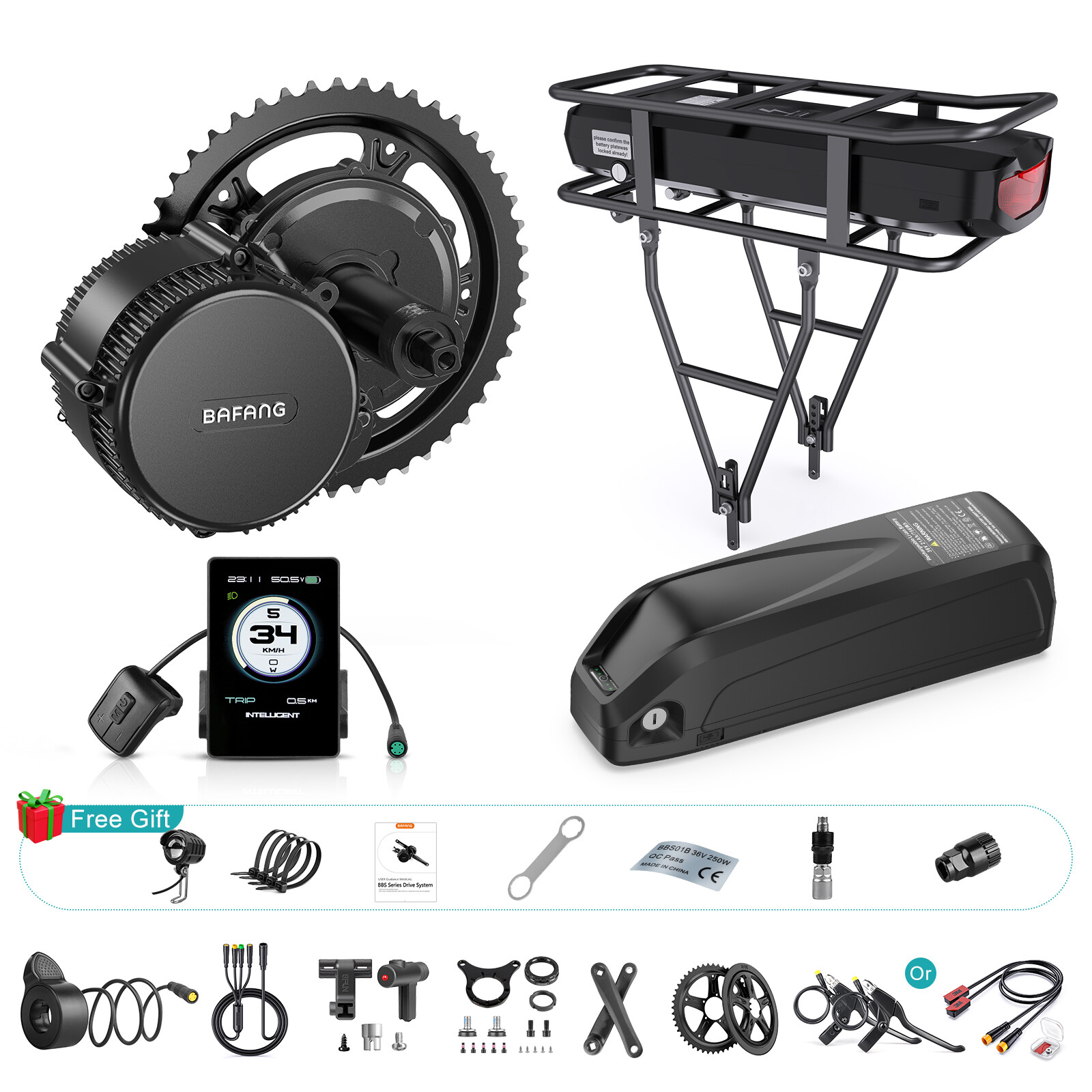 Bafang 48V500W BBS02B Mid Motor Kit Electric Bicycle Conversion 68-73mm Kit