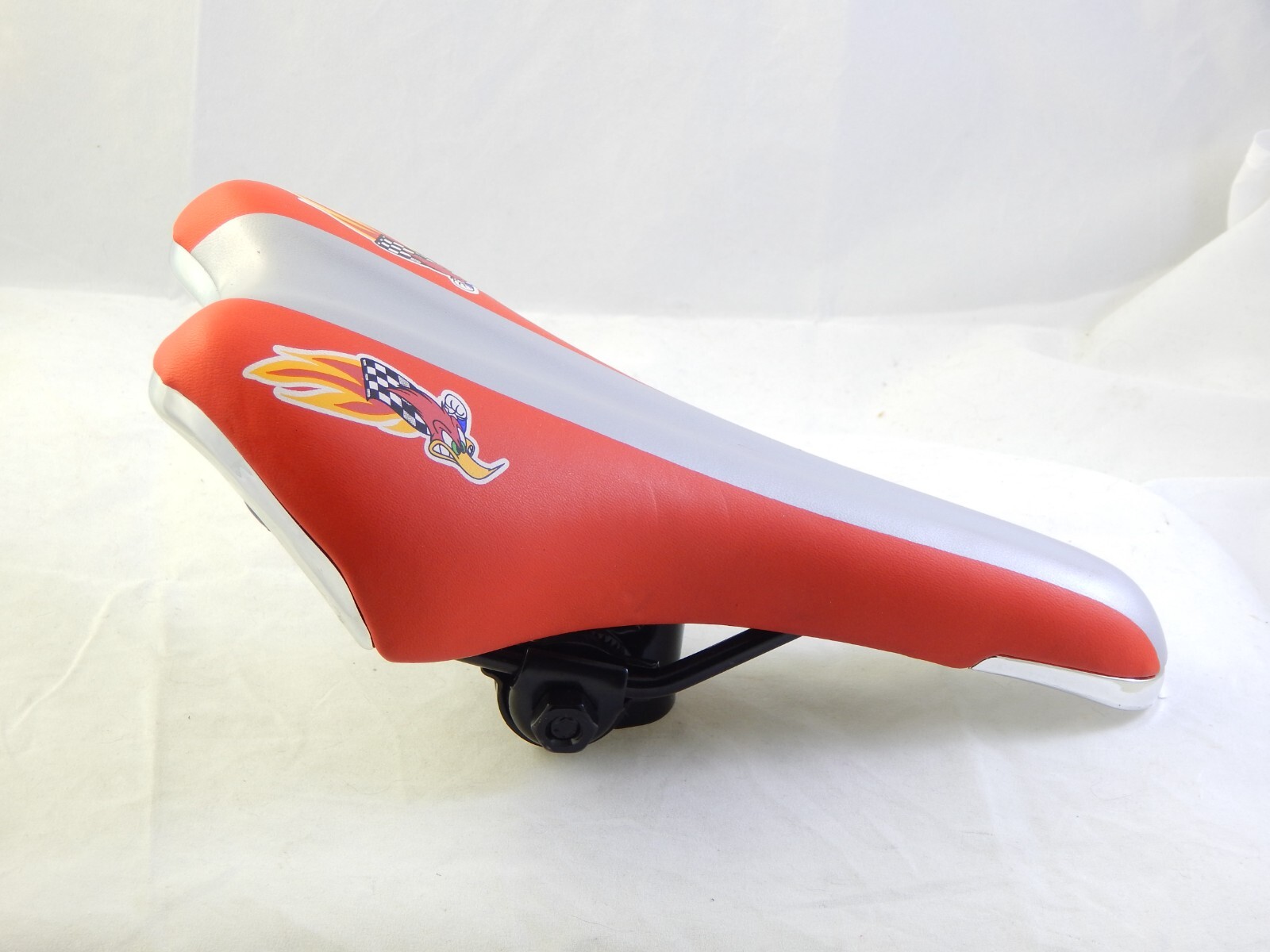 NOS Honda BMX Racing Seat Saddle Red Silver Chrome Railed HRC Woody Bicycle