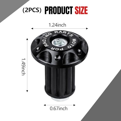 2PCS Motorcycle Bar End Plugs, Aluminum Bar Ends Replacement, Bike Black