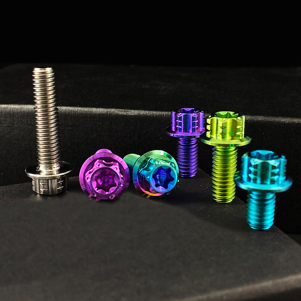 Grade 5 Titanium Screws M6 x 10/12/15/20/25/30-70mm (1.0mm) Flange Star Ti Bolts