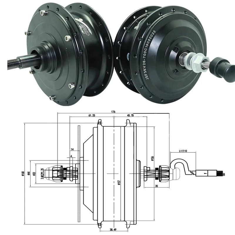 36V 250W 350W 500W 20»-29» 700C Electric Bike Brushless Gear Front Rear Motor