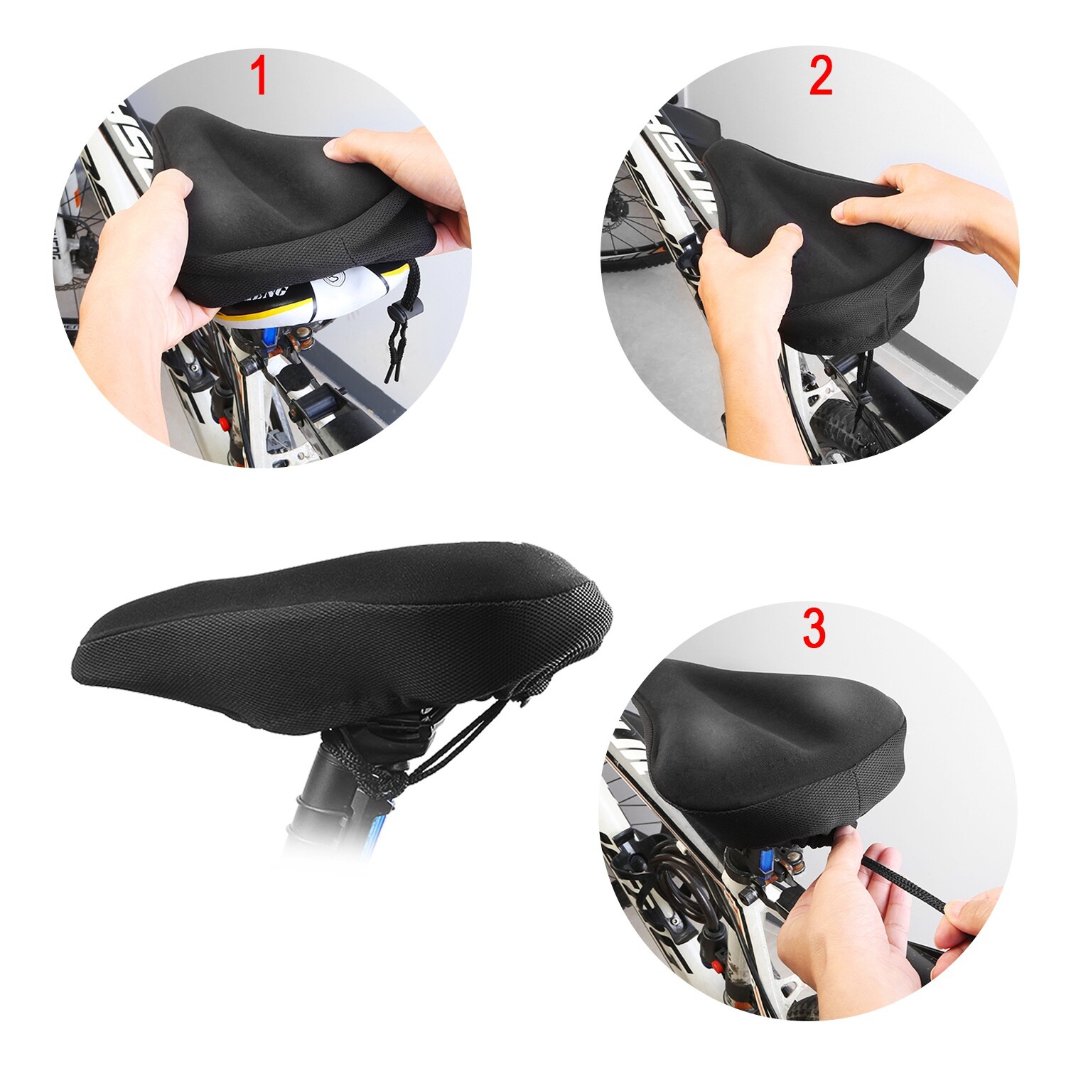 2-Pack Bike Seat Cover Comfort Cushion Cover Soft Padded Mountain Bicycle Saddle