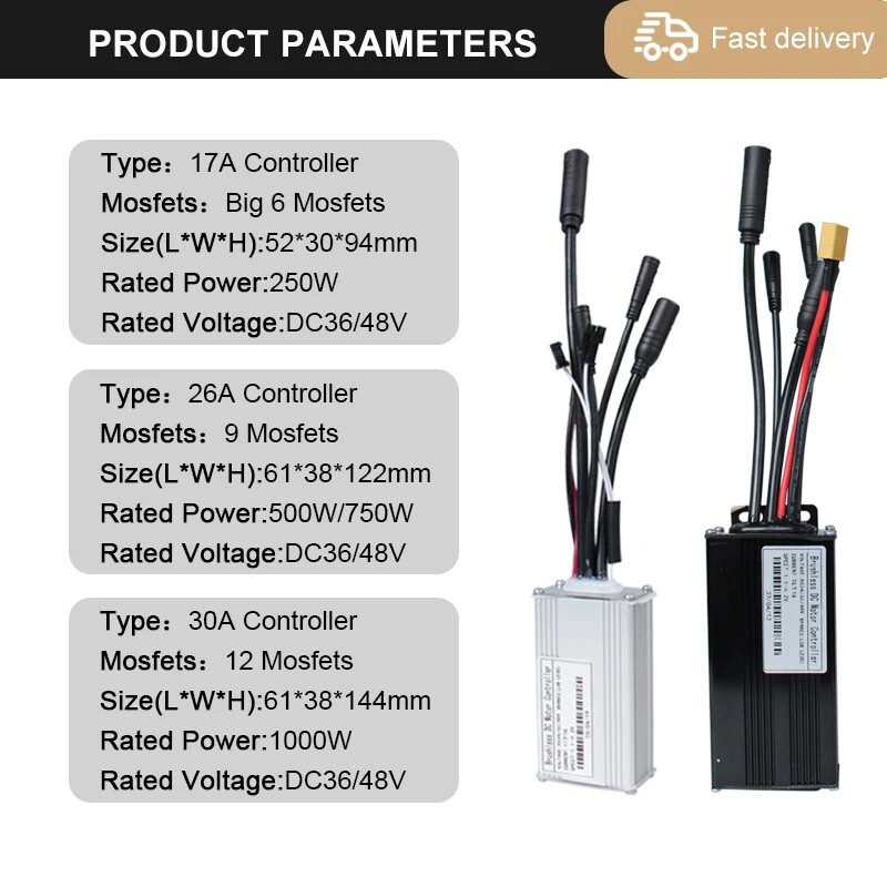 E-Bike 3 Mode Controller Motor Brushless Controller 250W-1000W with LCD Display