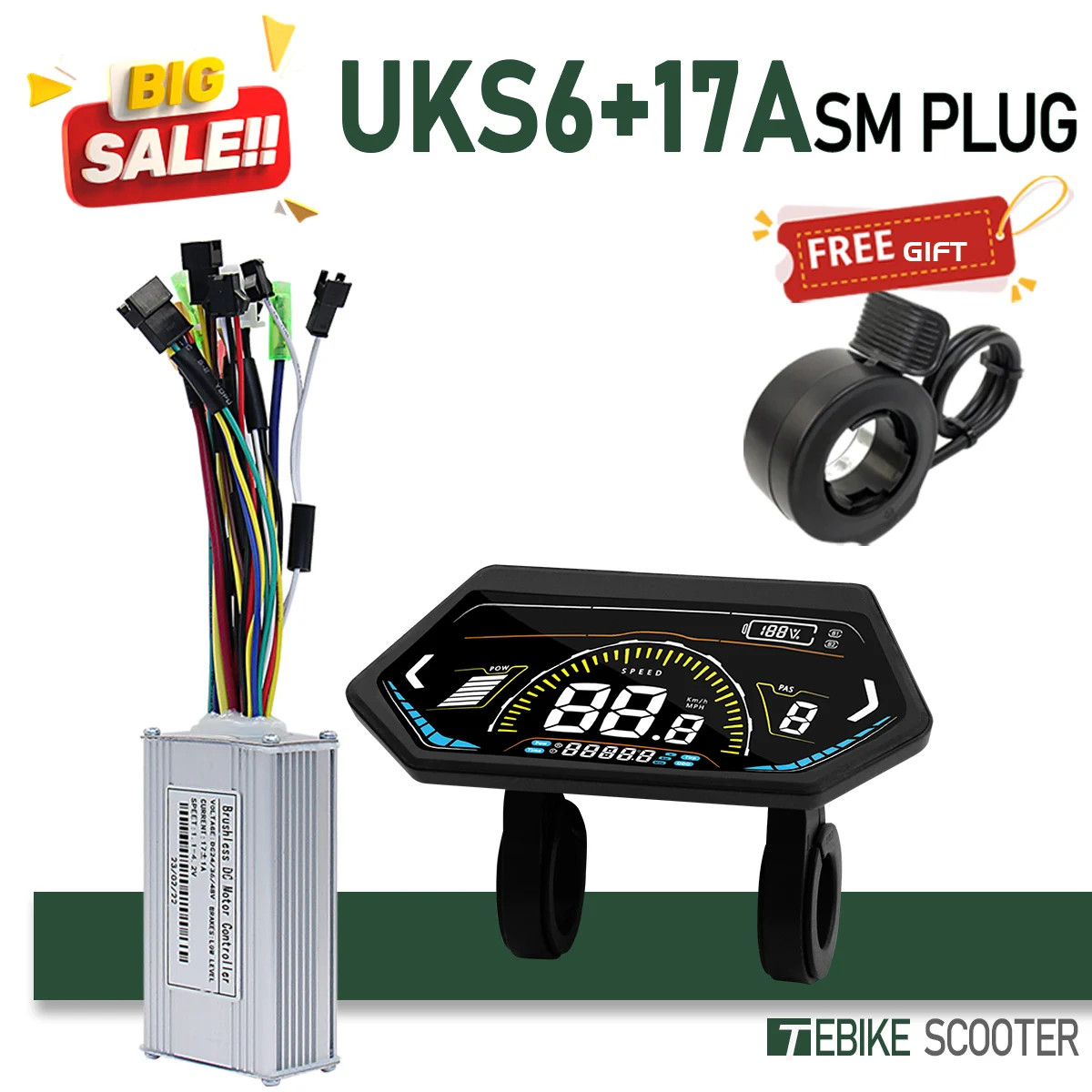 Electric Bike Sinewave Controller 17A 26A 30A 40A with Learning Function Display