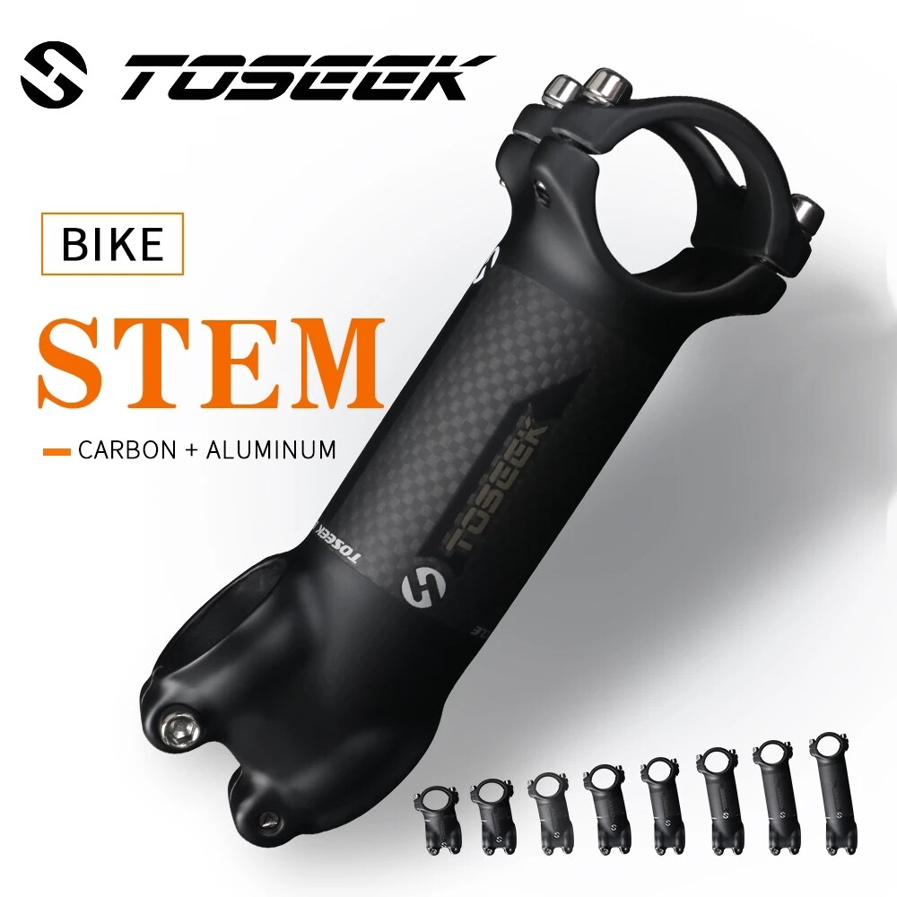 TOSEEK Bicycle MTB Handlebar Stem 28.6-31.8mm Aluminum+Carbon Fiber Stem 6/17°