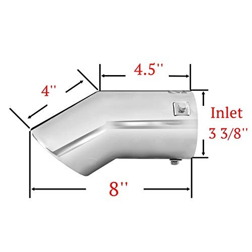 Exhaust Tip, 2.75-3 inch inlet adjustable, 3.5» Outlet 8» Long Chrome
