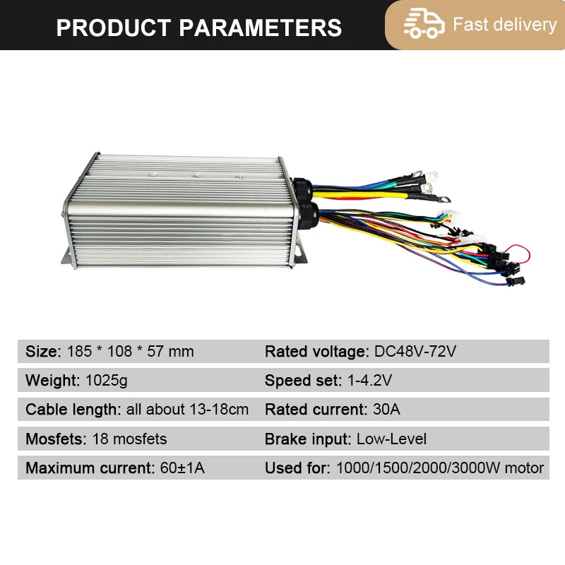60A Sinewave Dual Mode Controller 48V 52V 60V 72V for 1000W-3000W Hub Motor