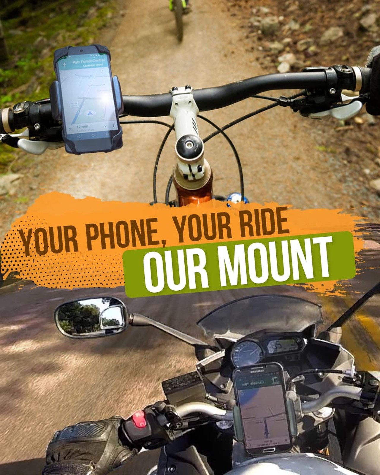 Bike & Motorcycle Phone Mount – for iPhone 16 Pro Max (15, 14, SE, Plus), Gal…