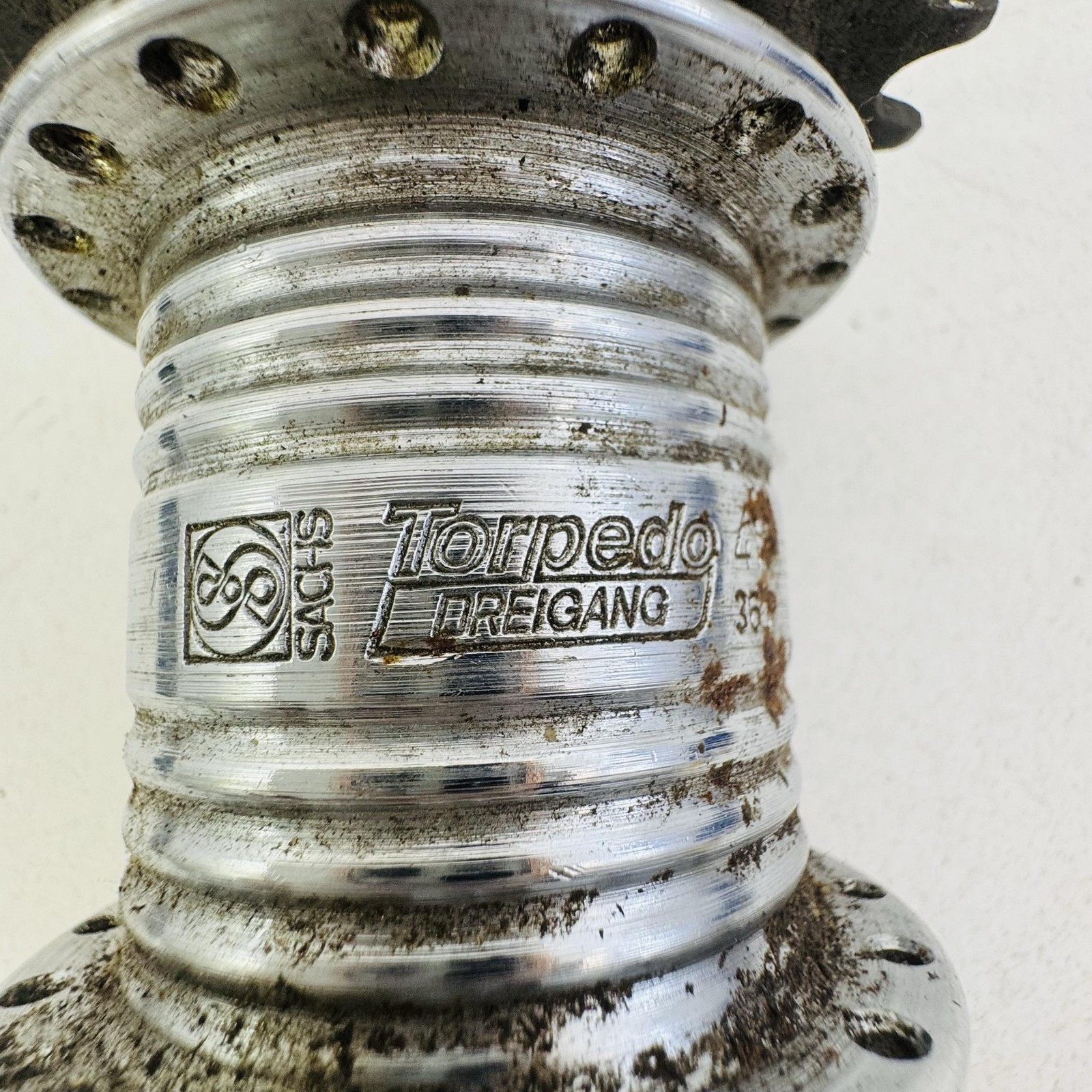 Vintage Sachs Torpedo Dreigang Coaster Hub 3 Speed 36H 110mm Silver Germany A53