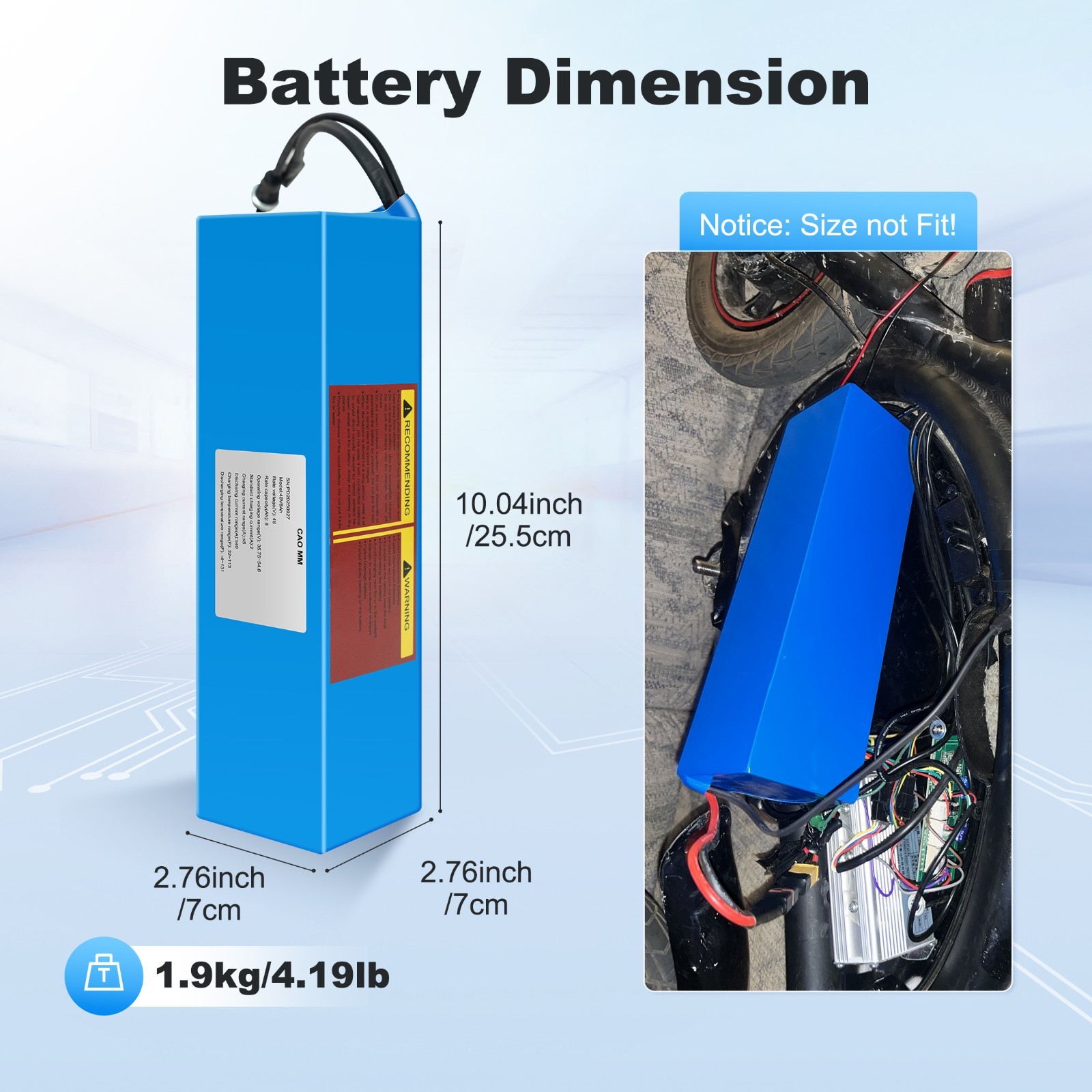 48V Ebike Battery 48V 8AH Lithium Battery for Electric Bicycle 100W-750W Motors