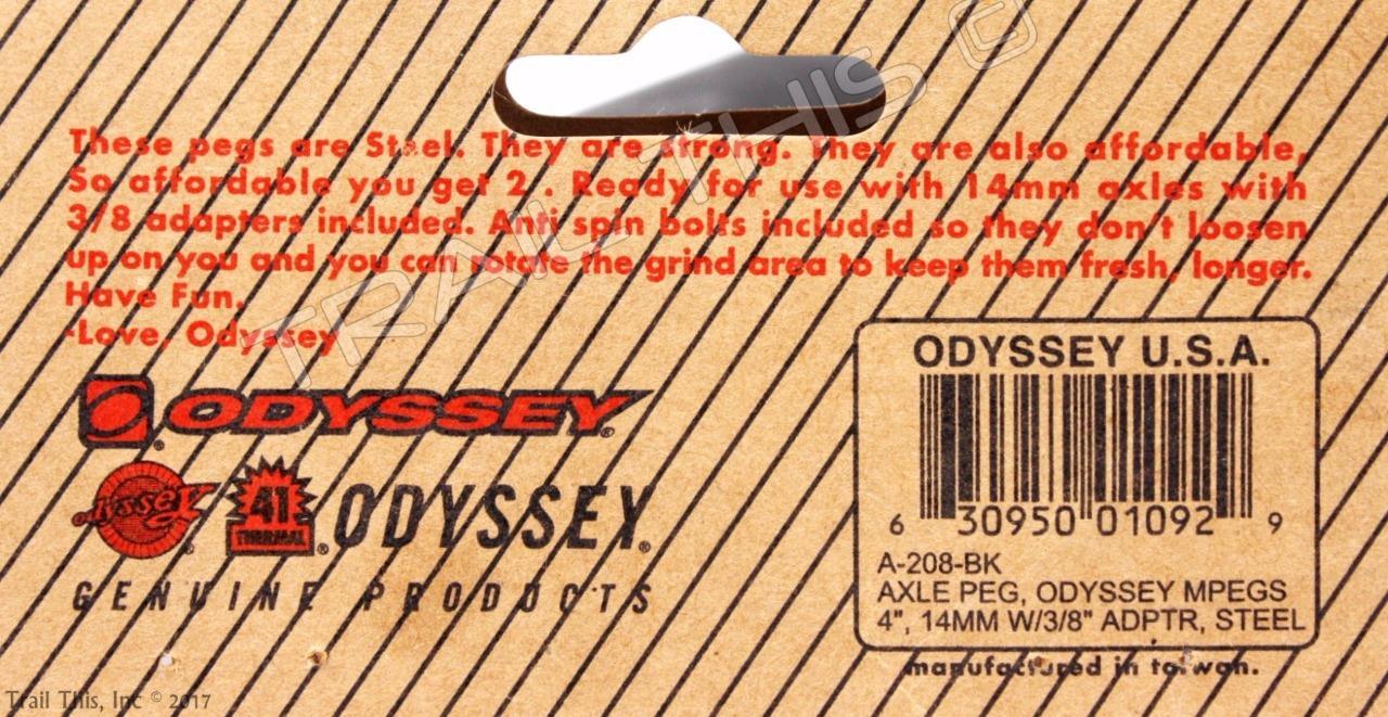 Odyssey MPEG 3-Position 4″ BMX Bike Pegs 14mm w/ 3/8″ Adaptor 1-Pair – Black