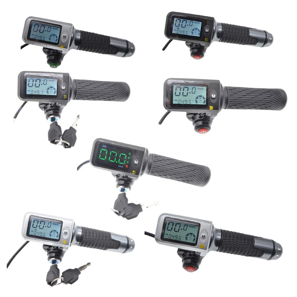 Throttle Grip Set For EBike With Larger LCD Display 36V 48V 60V 6 Pin 8 Pin