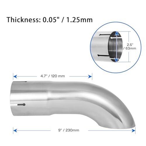 2.5 Inch Inlet Turn Down Exhaust Tip, Universal Stainless Steel Exhaust Tips
