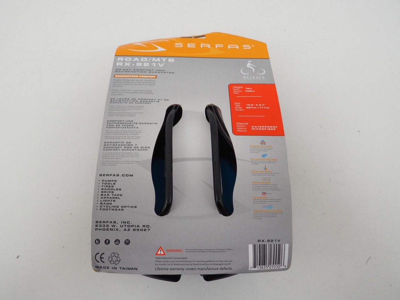 New! Serfas Rx 171 x 265mm Padded Microfiber Bicycle Saddle RX-921V Black/Grey