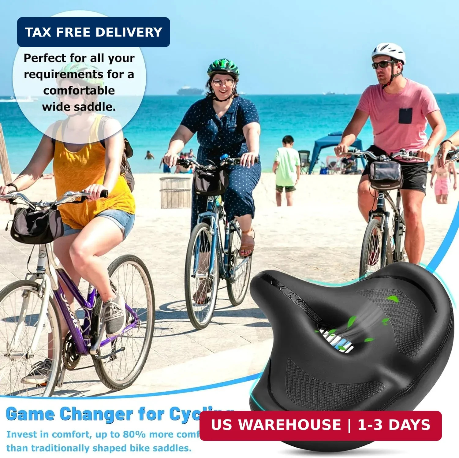 CDYWD Oversized Bike Seat for Men & Women Comfort, Extra Wide Bicycle Seat Cushi