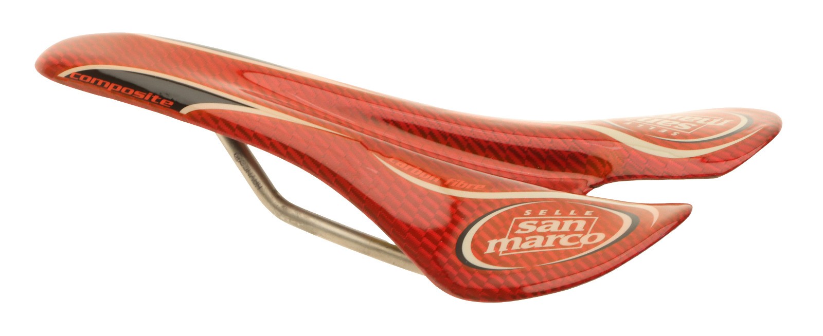 Selle San Marco Aspide Saddle Carbon Fiber Body Titanium Rails Red NIB NOS NEW