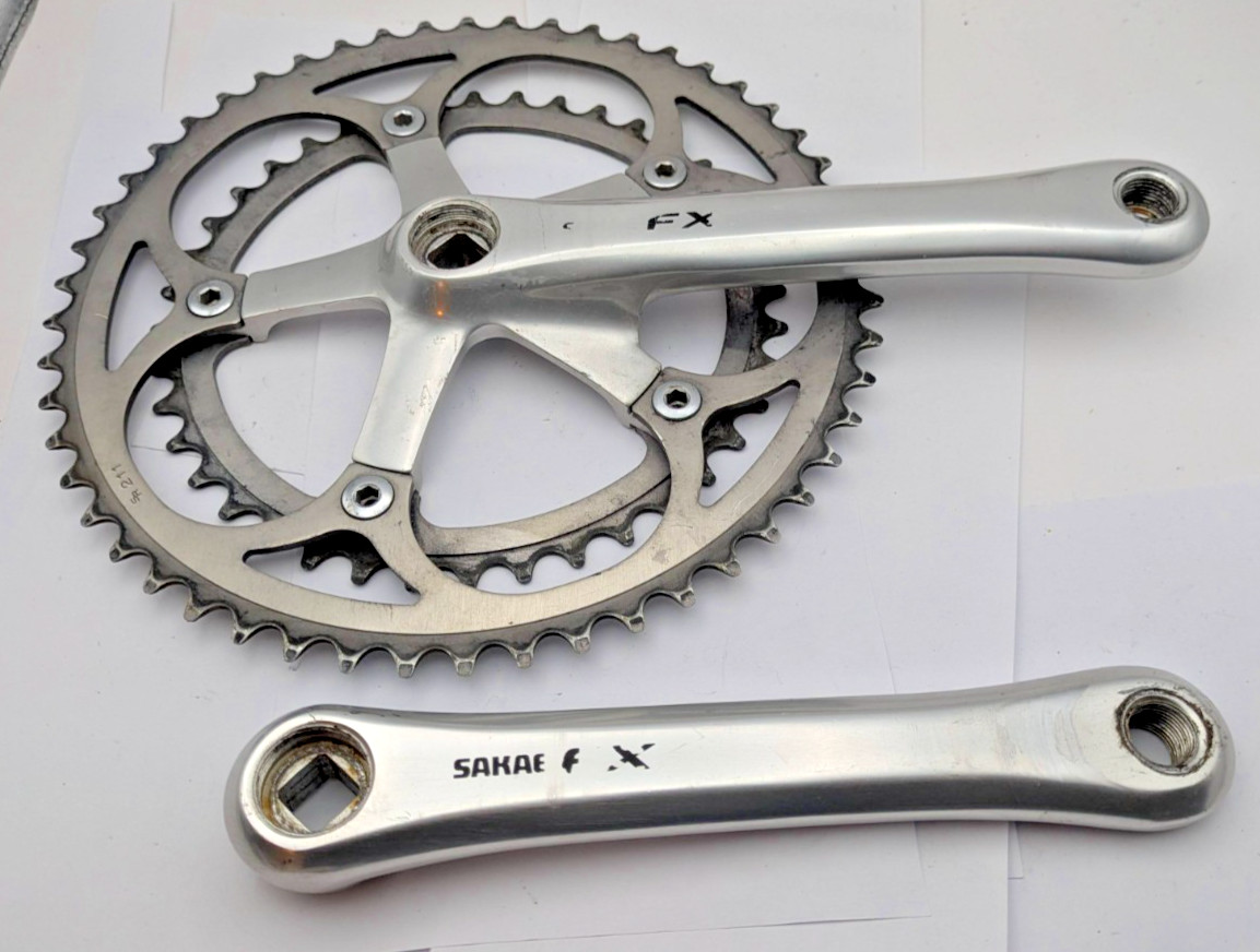 SR SAKAE FX FORGED CRANKSET 170MM 40T 52T SILVER ALUMINUM DOUBLE JAPAN