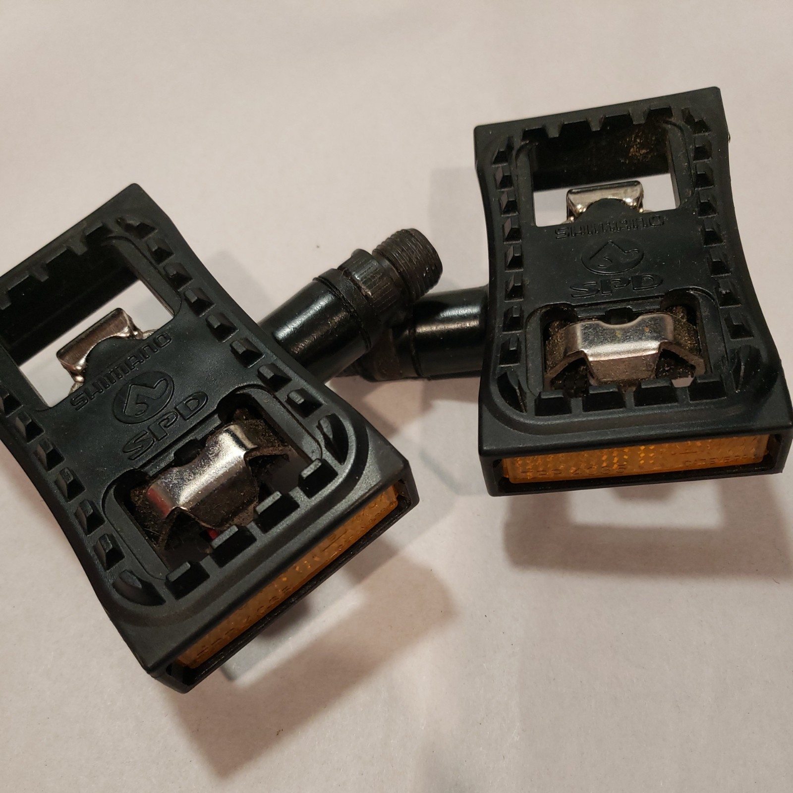 Shimano PD-M505 SPD Pedals w/ SM-PD22 Platform Adapters Reflectors Clipless