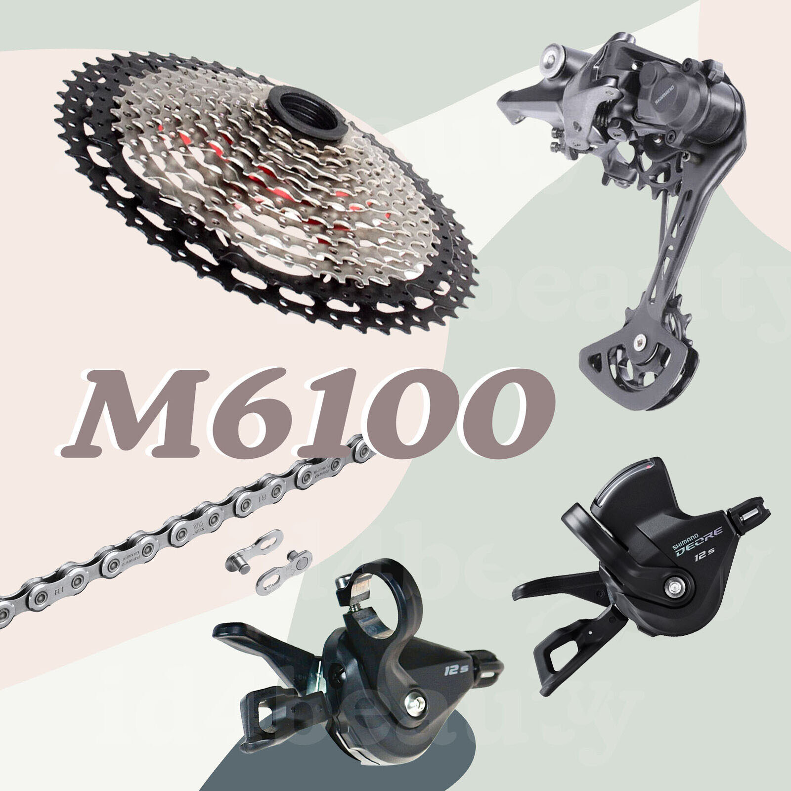 Shimano MTB Deore M6100 12s 4pcs Upgrade Groupset NEW (Sunshine Cassette 11-52T)