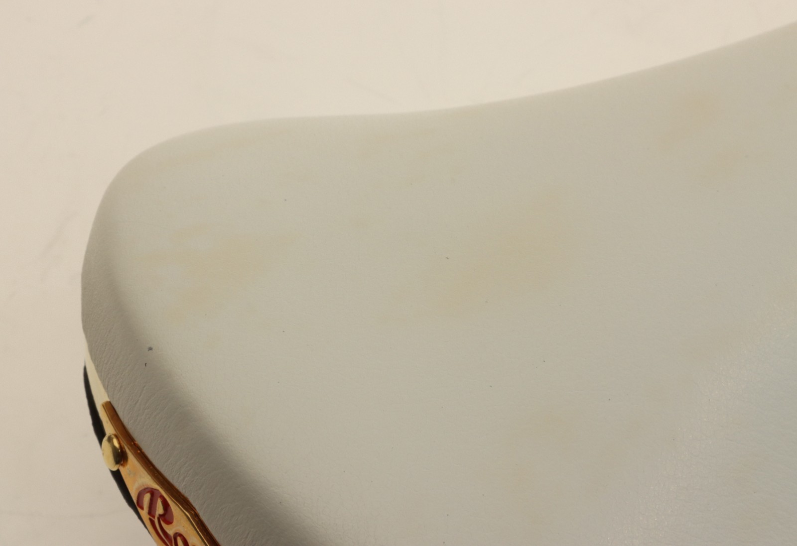 Sella San Marco Rolls White Leather Saddle Brass Steel NEW in Box NOS *Shelfwear