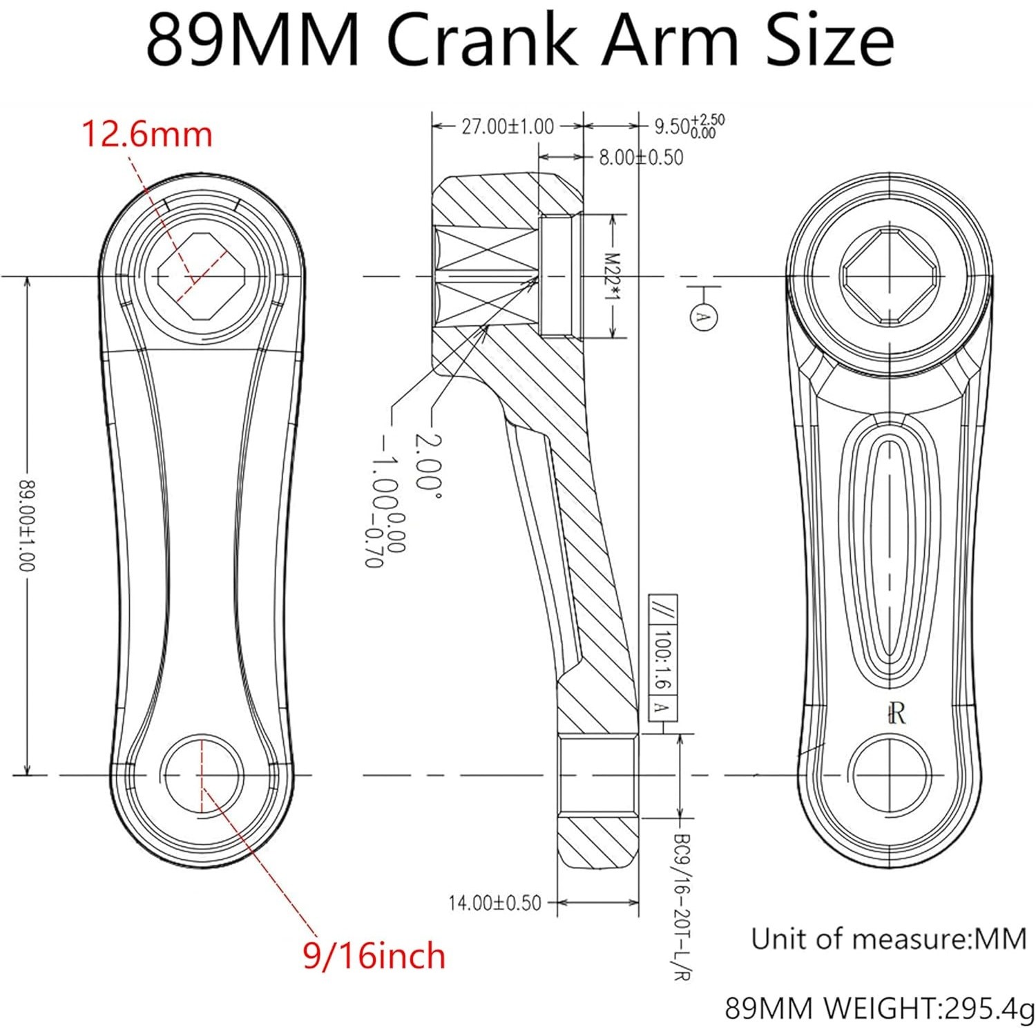 Alps2Ocean Bike Crank Arms Set 89MM