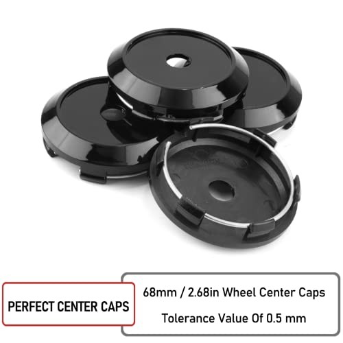Rhinotuning 4pcs 68mm Wheel Hub Center Caps Black for RPF1 Wheel Rims #44742