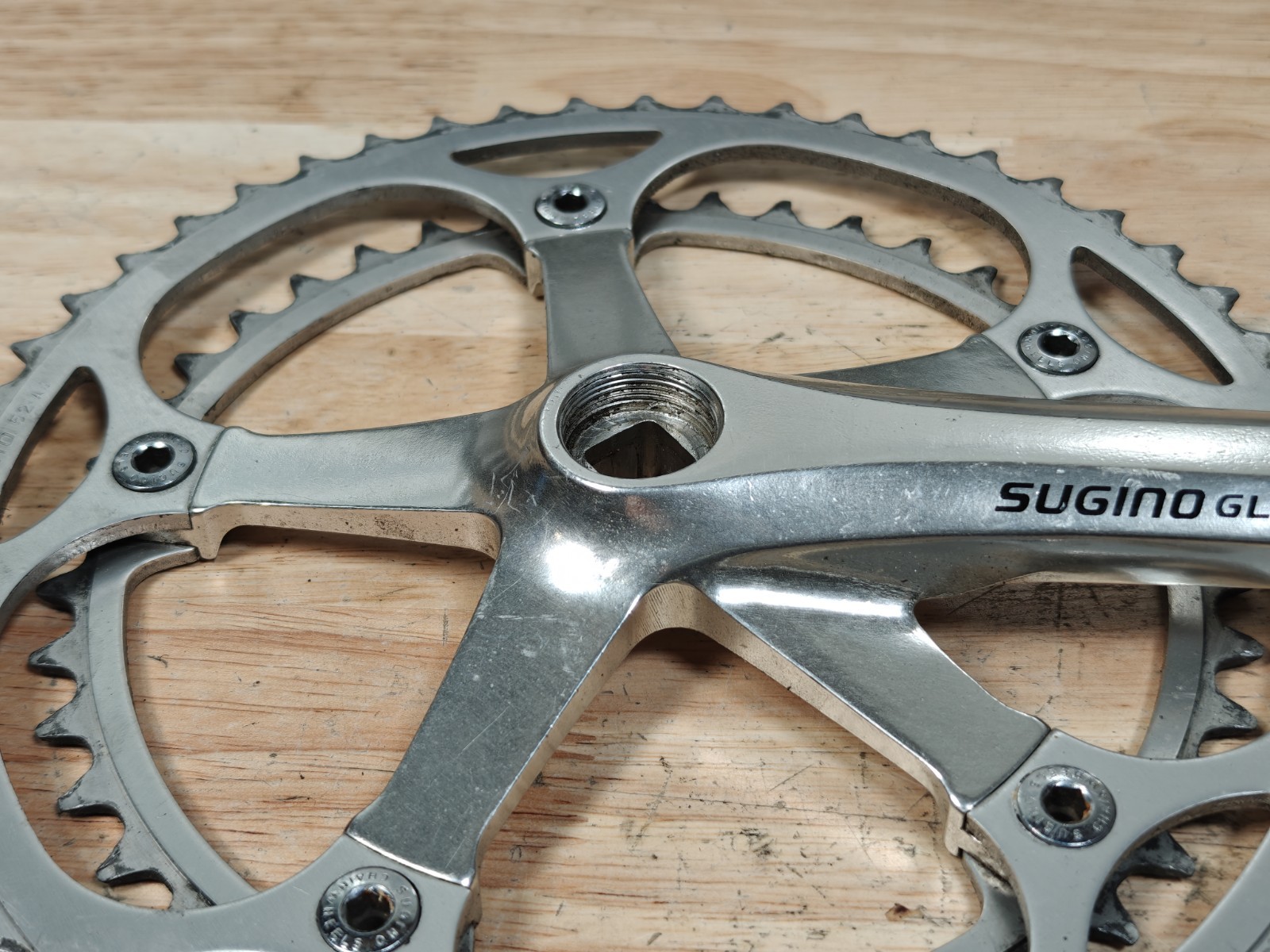 Vintage Sugino GLP Crankset JIS Taper 170mm 52/42 tooth chainrings