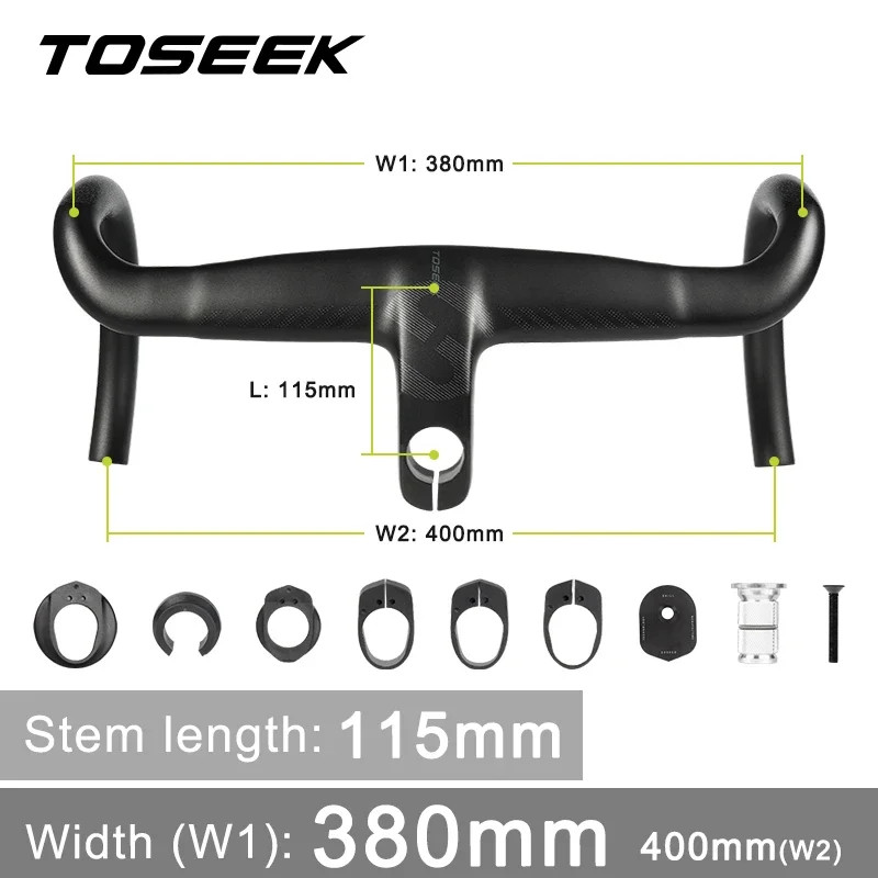 Carbon Road Bicycle Handlebars Integrated Full Internal Routing Di2 Drop Bar