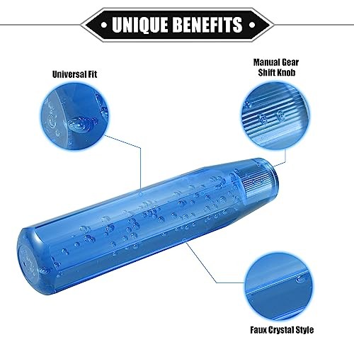 Gear Shift Knob Stick, 20cm Faux Crystal Transparent Bubble Gear Shifter Blue