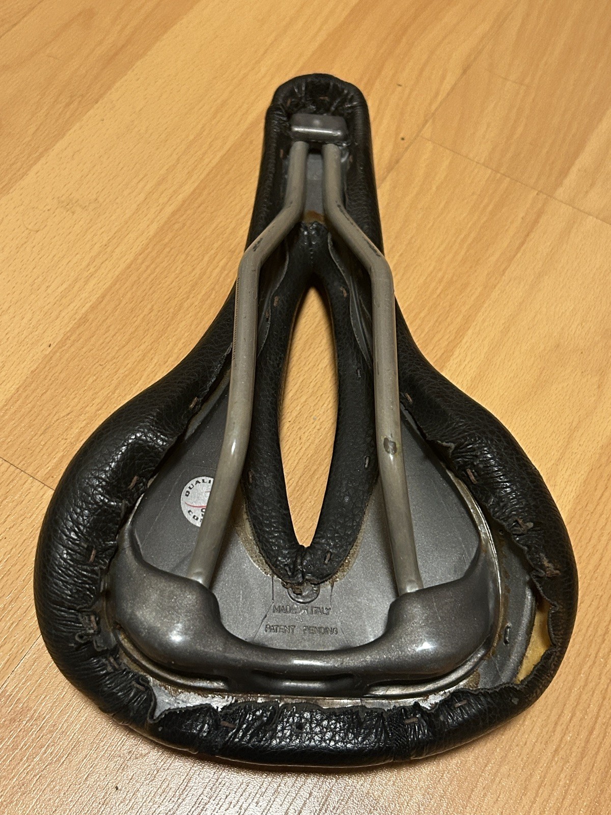 Vintage Terry Fly Cromoly Saddle Cutaway Seat Black Grain Leather Italy Road MTB